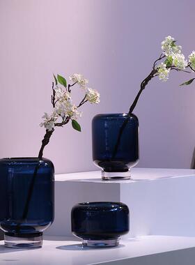 代简约软现装样板间厚重琉璃客玻璃花瓶FVO创意厅餐桌摆件花黑色