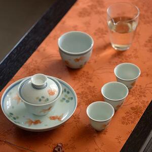 得谈席来茶事式织中锦花卉花影长茶茶F87THMTM垫茶室小清新布艺餐