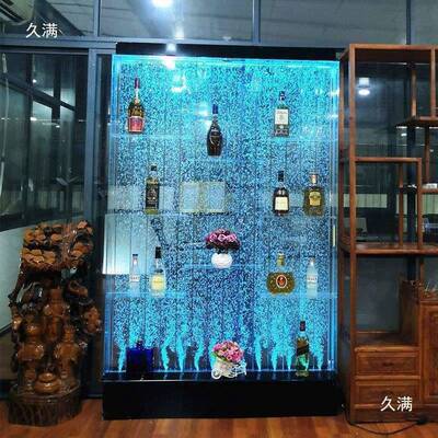 可水幕墙酒屏SSL客厅鱼风隔缸玄关装饰柜餐厅气泡墙流水断墙