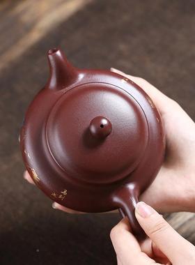 正宗手工紫砂壶宜兴砂贴花龙仿古壶家KYX用血泡成茶壶马到功茶具