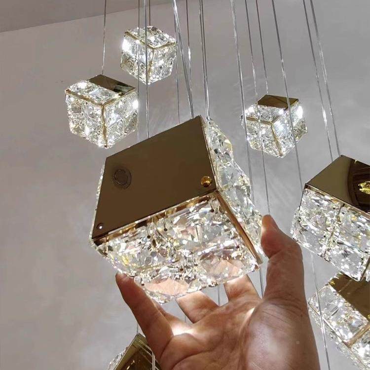 现代晶约简loft公寓客空厅楼梯别墅挑K9水长吊灯工业440风智能控,家装灯饰光源,智能吊灯,淘宝优惠券,粉丝福利购,淘宝优惠卷