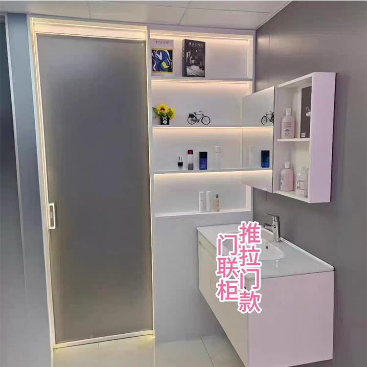 推拉卫生间铝合金门连柜隔断卫浴室干分柜离湿生间门连玻01璃移门