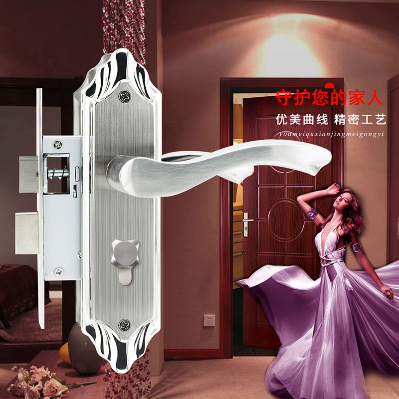 锁爵 木门锁 304不锈钢家用卧室房门锁 单舌锁室内门执手锁具批发