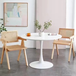 厂家直供北欧实木编藤椅 阳台民宿日料店咖啡厅K椅家用扶手藤椅