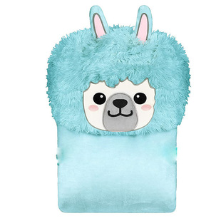 2025年冬季 法兰绒复合棉花绒带耳朵披风粉色羊驼保暖浴袍连帽毯子