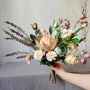 帝王花手札花束M255仿真花艺餐桌台商务摆件售楼处样板间