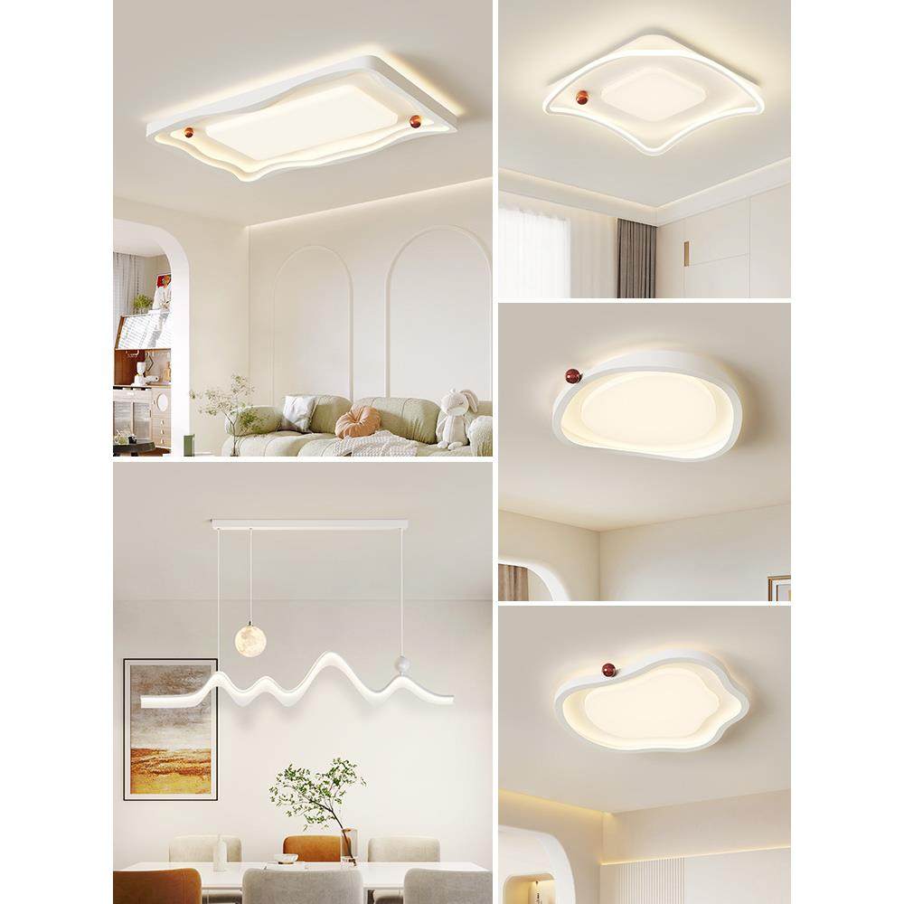 现代简约奶油风客厅吸顶灯2025新款极简餐厅卧室灯全屋灯具套餐