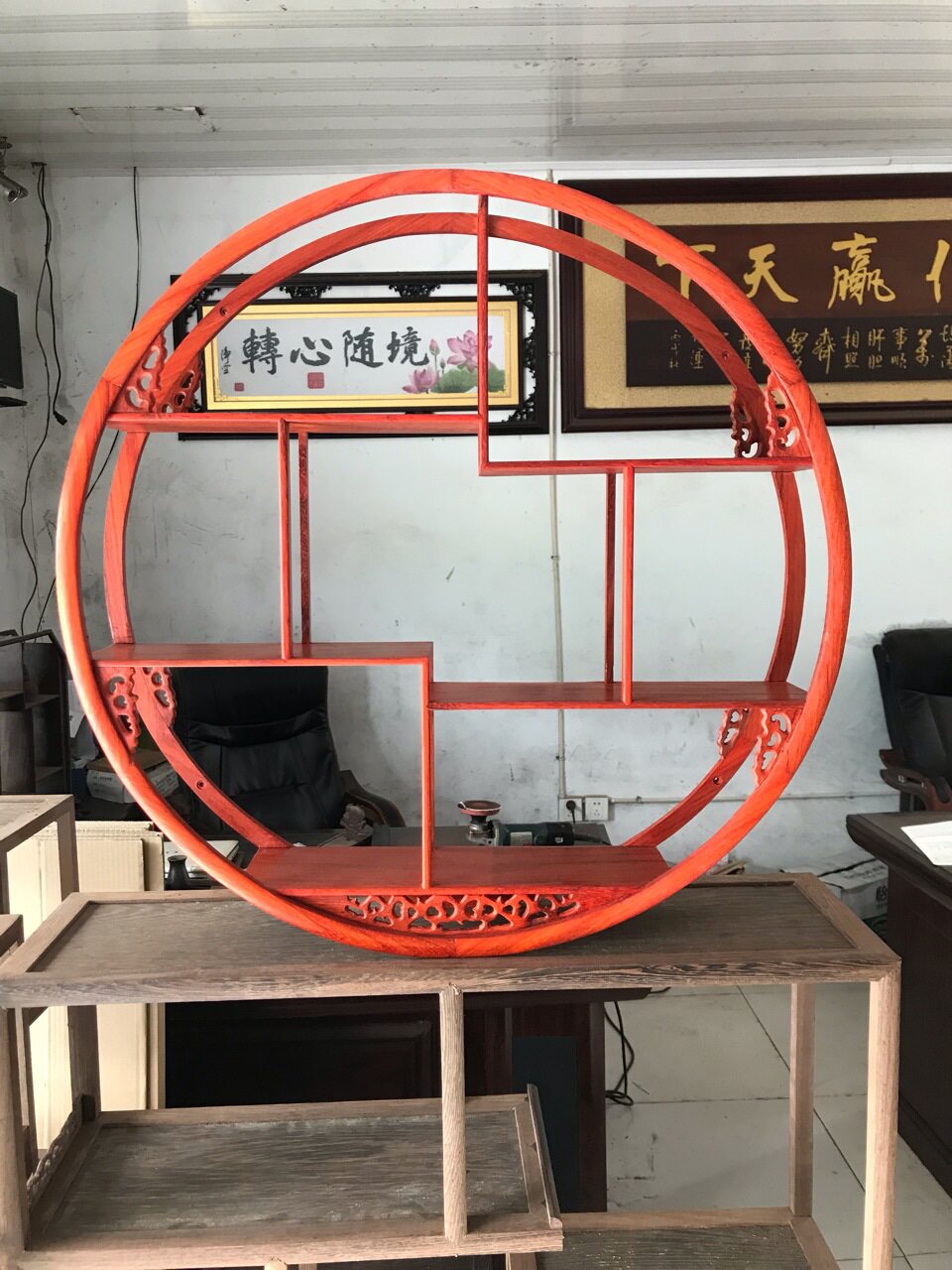 实木挂墙式博古架新中式多宝阁客厅非洲花梨木博古架家居装饰批发