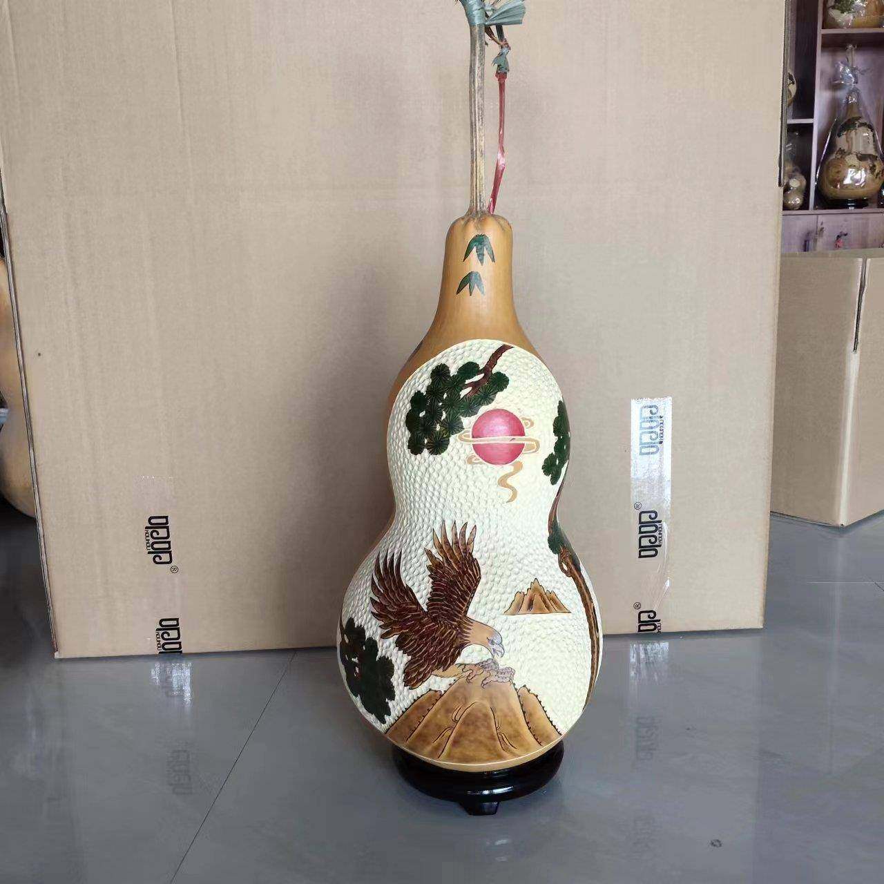 天然大葫芦天然手工烙画彩绘雕刻大葫芦手工烙画大葫芦大