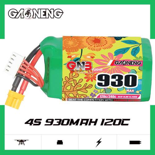 GNB高能930mAh4S14.8V120C涵道穿越机航模FPV高倍率锂离子电池