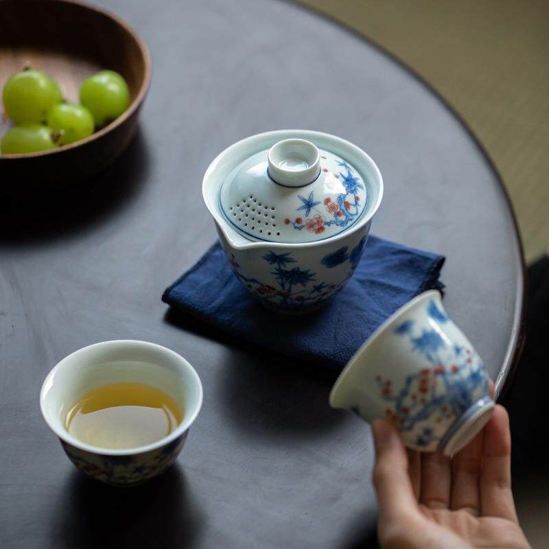 复古青花功夫旅行茶具快客杯小套装便携包便携式一壶二杯单人泡