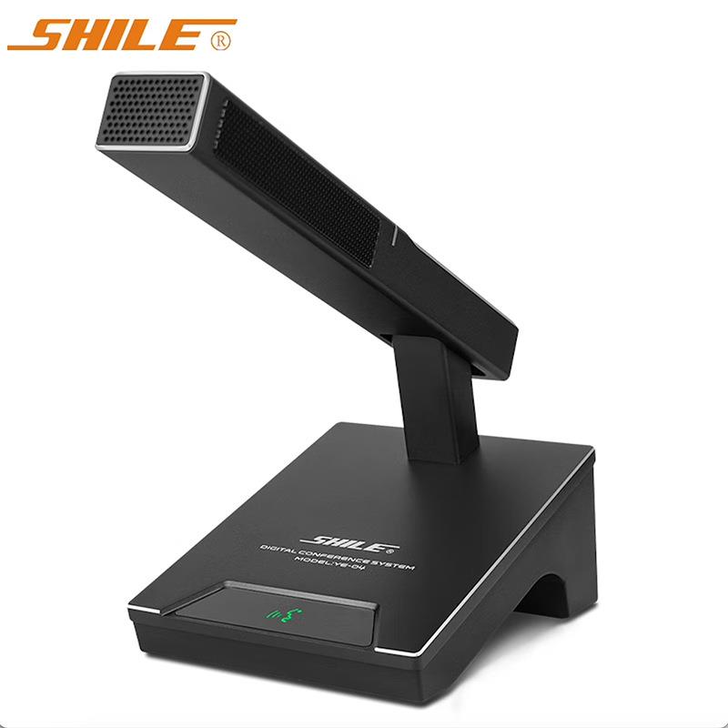SHILE/狮乐YE-04会议麦克风台式有线方杆演讲电容麦广播鹅颈话筒