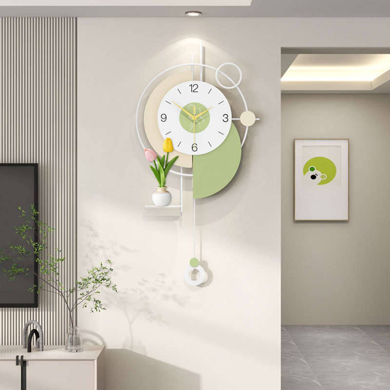 新款网红奶油风挂钟客厅高级感现代家用装饰钟表挂墙创意静音时钟