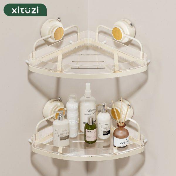 西图子原木色吸盘浴室卫生间置物架免打孔三角收纳洗漱台角落壁挂,家庭/个人清洁工具,浴室角架/置物架,淘宝优惠券,粉丝福利购,淘宝优惠卷