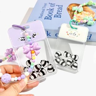 小熊猫摇摇乐卡套透明插销卡包男女证件套保护套胸牌校牌卡保护壳