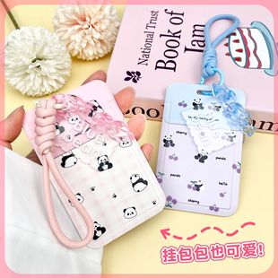 可爱熊猫滑盖卡套学生胸牌校牌卡包门禁卡水卡保护套现货厂家