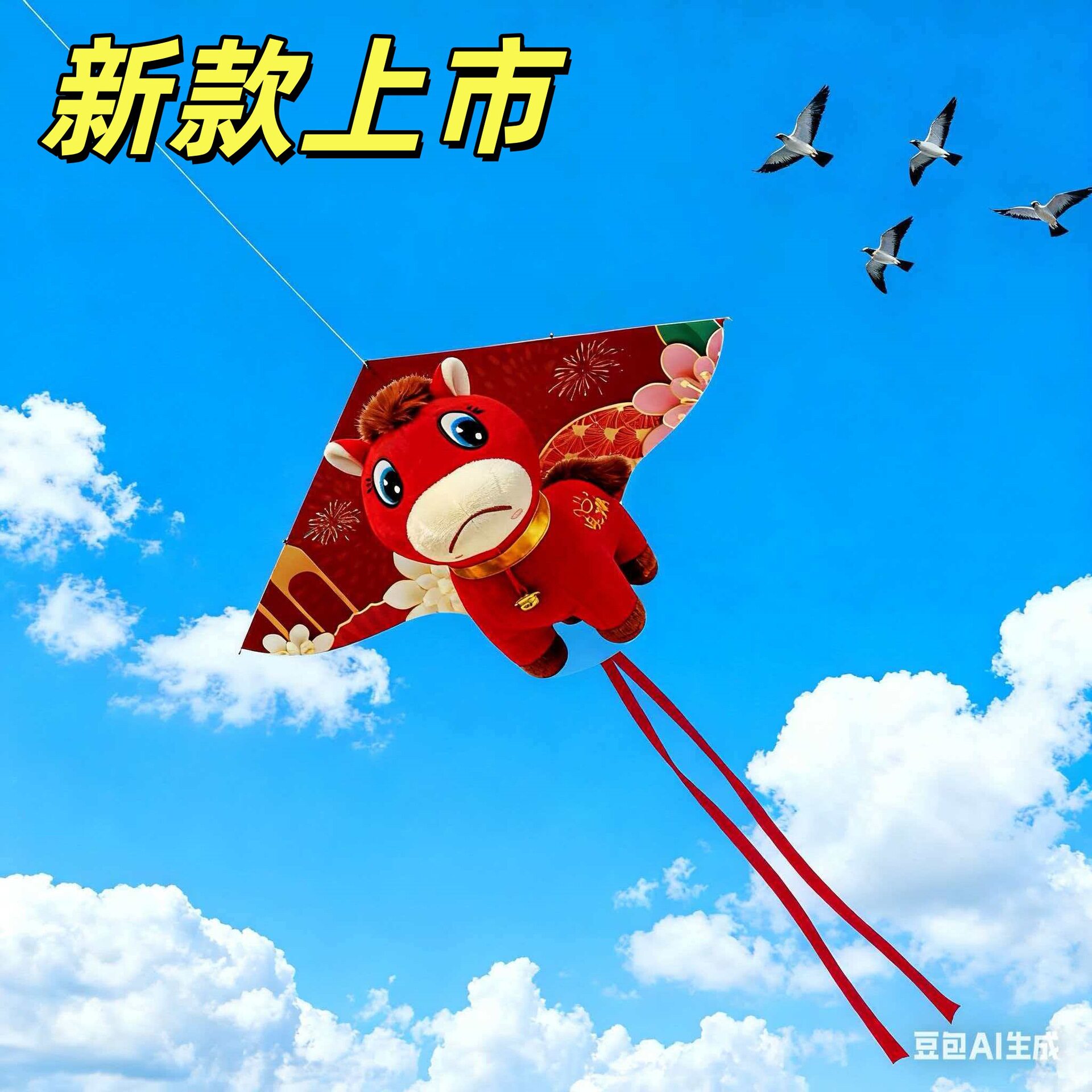 2026潍坊哭哭马风筝开心马玩具玩偶马年吉祥物新奇特创意礼物风筝