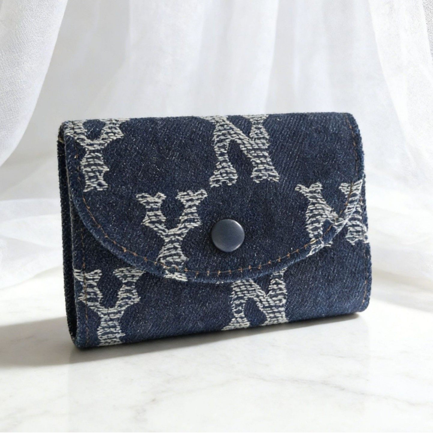 复古牛仔卡包女短款迷你小巧风琴卡片包多卡位证件卡套男士名片夹