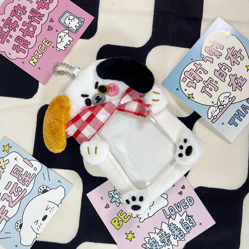 韩系可爱围巾小狗毛绒卡套ins风