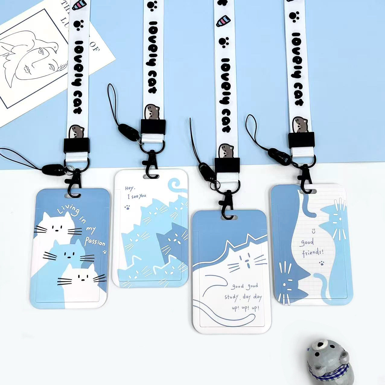 简约猫咪卡套ABS学生滑盖校园卡包男女胸牌工作证件套保护套,收纳整理,卡套,淘宝优惠券,粉丝福利购,淘宝优惠卷