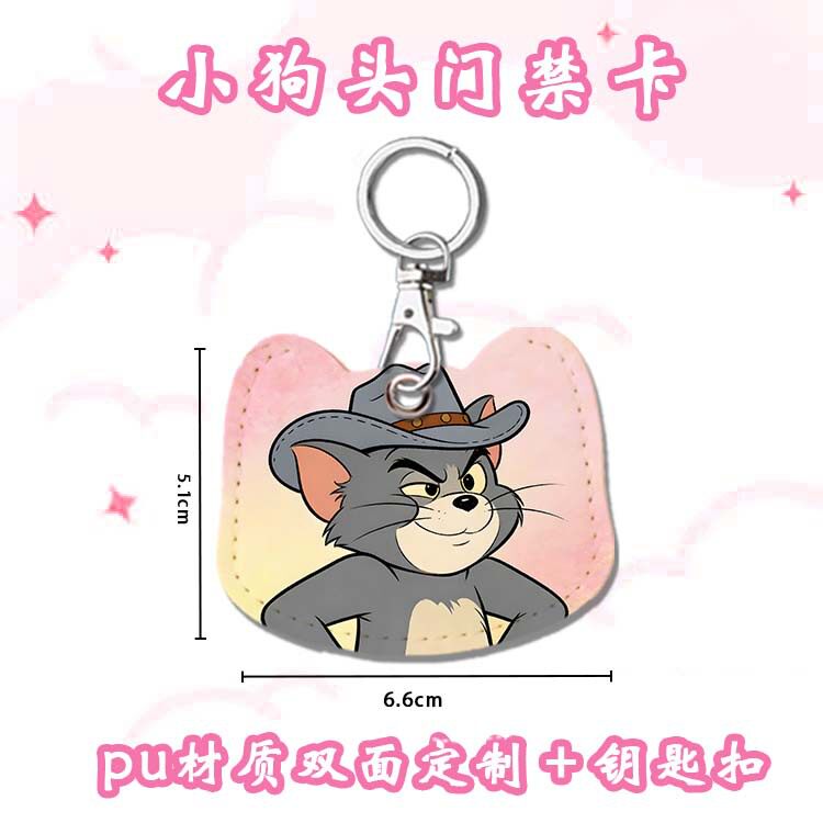 跨境卡通猫和老鼠新款背包挂件异形小狗头水滴门禁卡套钥匙扣挂饰