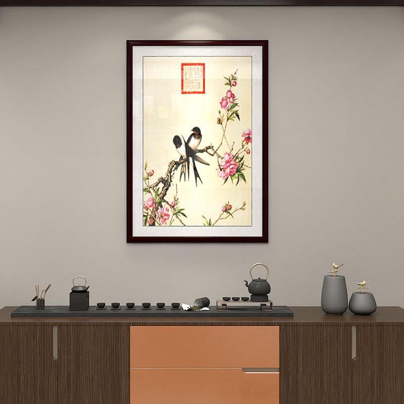 郎世宁花鸟图册新中式客厅装饰画沙发背景仙萼长春图挂画餐厅壁画