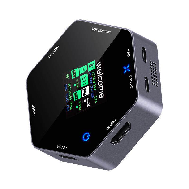 拓展坞typec智能显示屏4K60hdmi八合一多口集分线器PD充USB扩展器