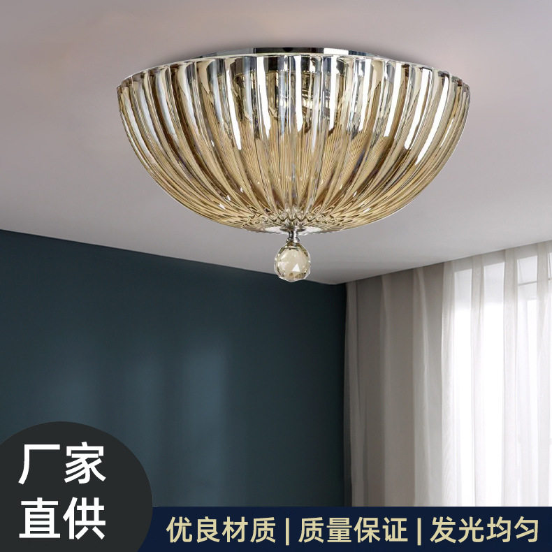 欧式金色圆形吊灯书房主卧客厅主灯轻奢现代门厅入户装饰吸顶灯
