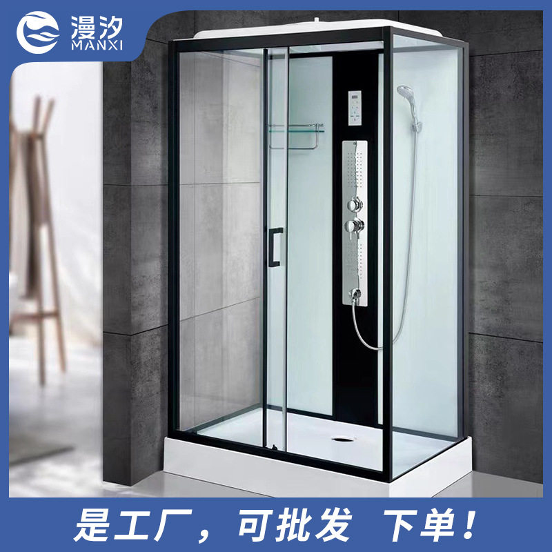 钢化玻璃家用淋浴房卫生间隔断淋雨屏整体卫生宾馆酒店轻奢风格
