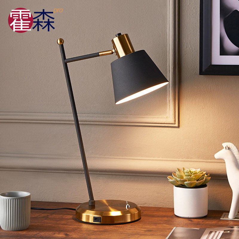 美式乡村简约复古护眼书桌台灯北欧书房卧室床头柜灯办公桌灯具