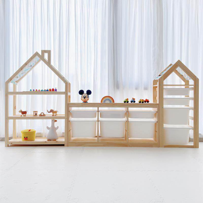 实木儿童玩具书架二合一收纳架家用客厅汽车绘本多层置物储物架