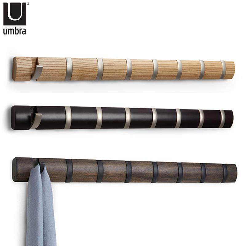 umbra实木挂衣钩玄关隐形衣帽挂钩壁挂入户门口挂衣架钉墙壁打孔