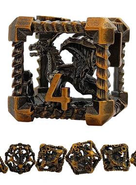 金属空心骰子多面体RPG角色扮演DND龙与地下城桌面游戏色子Dice