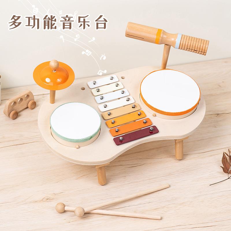 新品木质儿童多功能音乐台架子鼓敲琴奥尔夫打击乐器音乐玩具