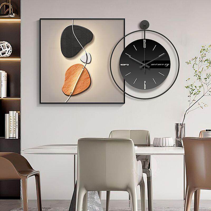 轻奢高级感餐厅装饰画高档挂钟现代简约饭厅餐桌墙壁挂画客厅壁画
