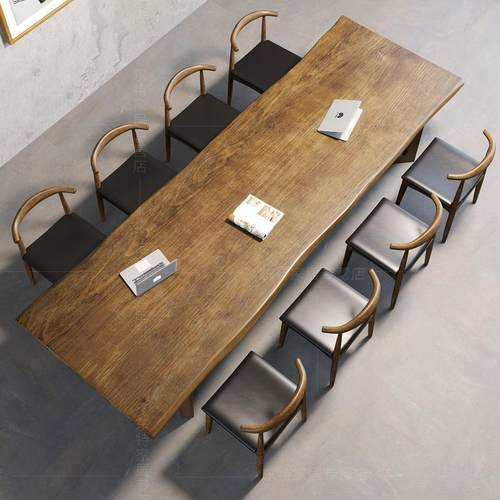 简约大型会议桌办公室多人开会长条桌公司职员电脑桌实木办公桌椅