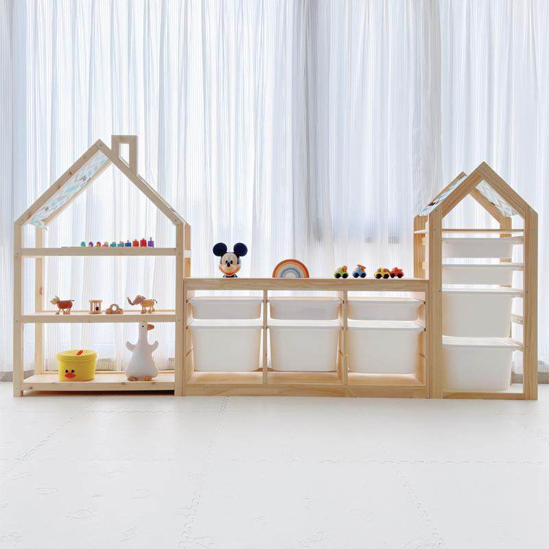 实木儿童玩具书架二合一收纳架家用客厅汽车绘本多层置物储物架