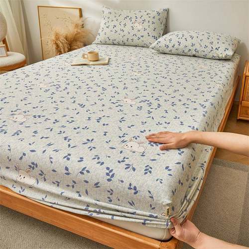 夏季床笠单件2024新款纯棉老粗布床单人床垫防尘保护罩全包三件套