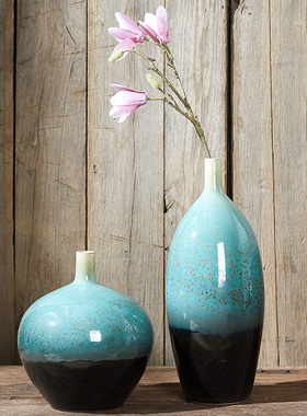 花瓶摆件 陶瓷客厅插花绿色 家居创意玄关餐厅欧式中式装饰工艺品