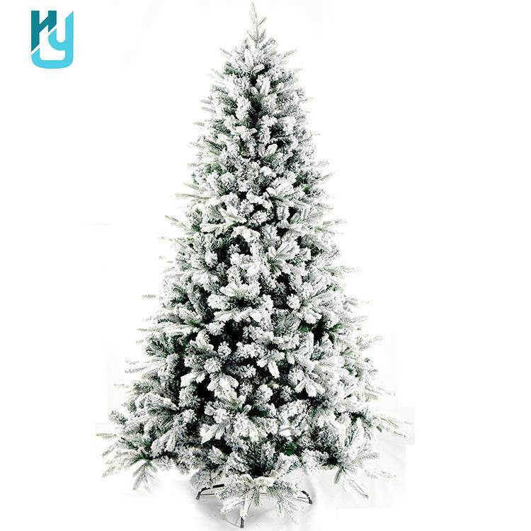 2.25米创意植绒大型圣诞树PE+PVC混合雪树