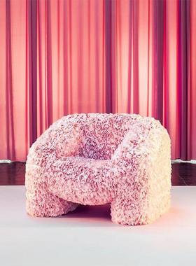 设计感小众花瓣椅网红创意hortensia粉红色花朵休闲椅单人休闲椅