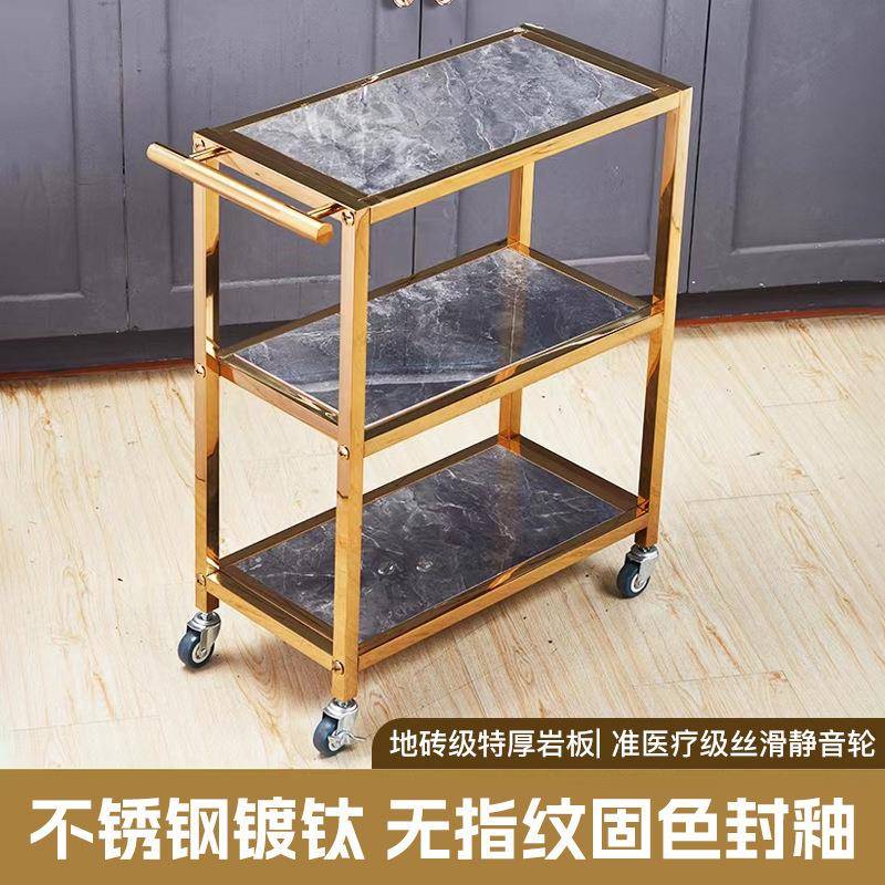 不锈钢三层火锅菜架车商用上菜餐车手推车酒店酒水车碗筷置物架子