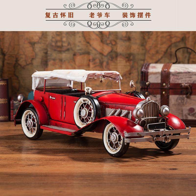 复古怀旧老式铁艺1933年杜森伯格老爷车汽车模型摆件橱窗书柜摆件