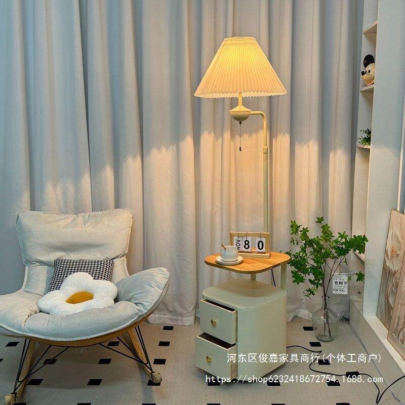 法氛式奶油边风落地灯客厅417卧围装饰茶几几置物架床室头柜台灯