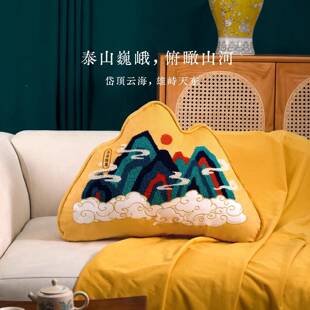 发五岳独尊泰山创靠文山公靠垫客20251009厅沙靠背办室山形抱枕刺