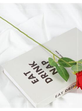 布仿真玫瑰花客人厅插花情节单仿真花束家居支RIJ婚绒庆装饰配件