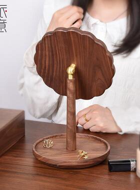 木质镜梳妆化台镜子胡台桃木妆镜16HT13木实化妆镜复古镜子