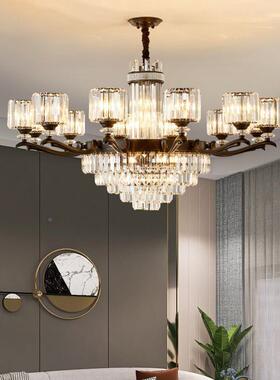 水晶大气吊奢0灯客厅灯主具简约现代轻美式225年新款卧室X160黑色