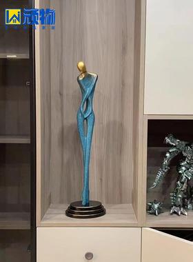 约现代轻OTK简奢抽象人物件创意客厅玄边关电视柜旁细长落地装摆