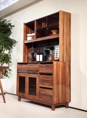 奢黑桃木轻胡酒柜餐边柜玄关柜现代约家用66314储物柜茶水简柜餐